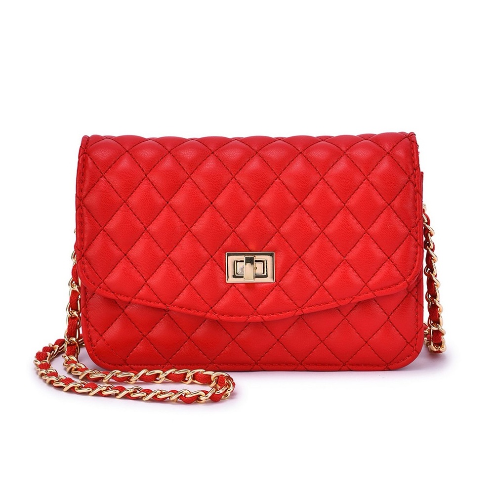 Chic Red Quilted Crossbody Bag